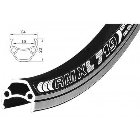 Rim Kenzel Aero DS 406x19, 36 holes, black