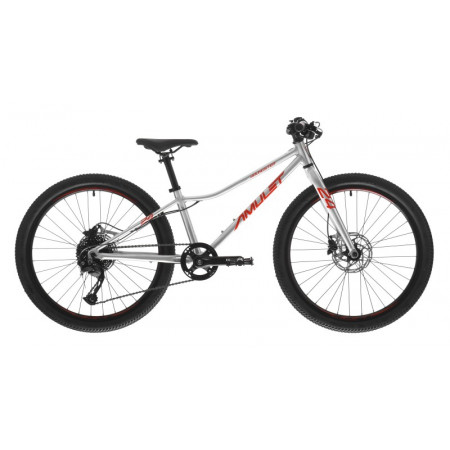 Detský bicykel Amulet 24 Youngster SH, alu brushed transparent/red, 2024